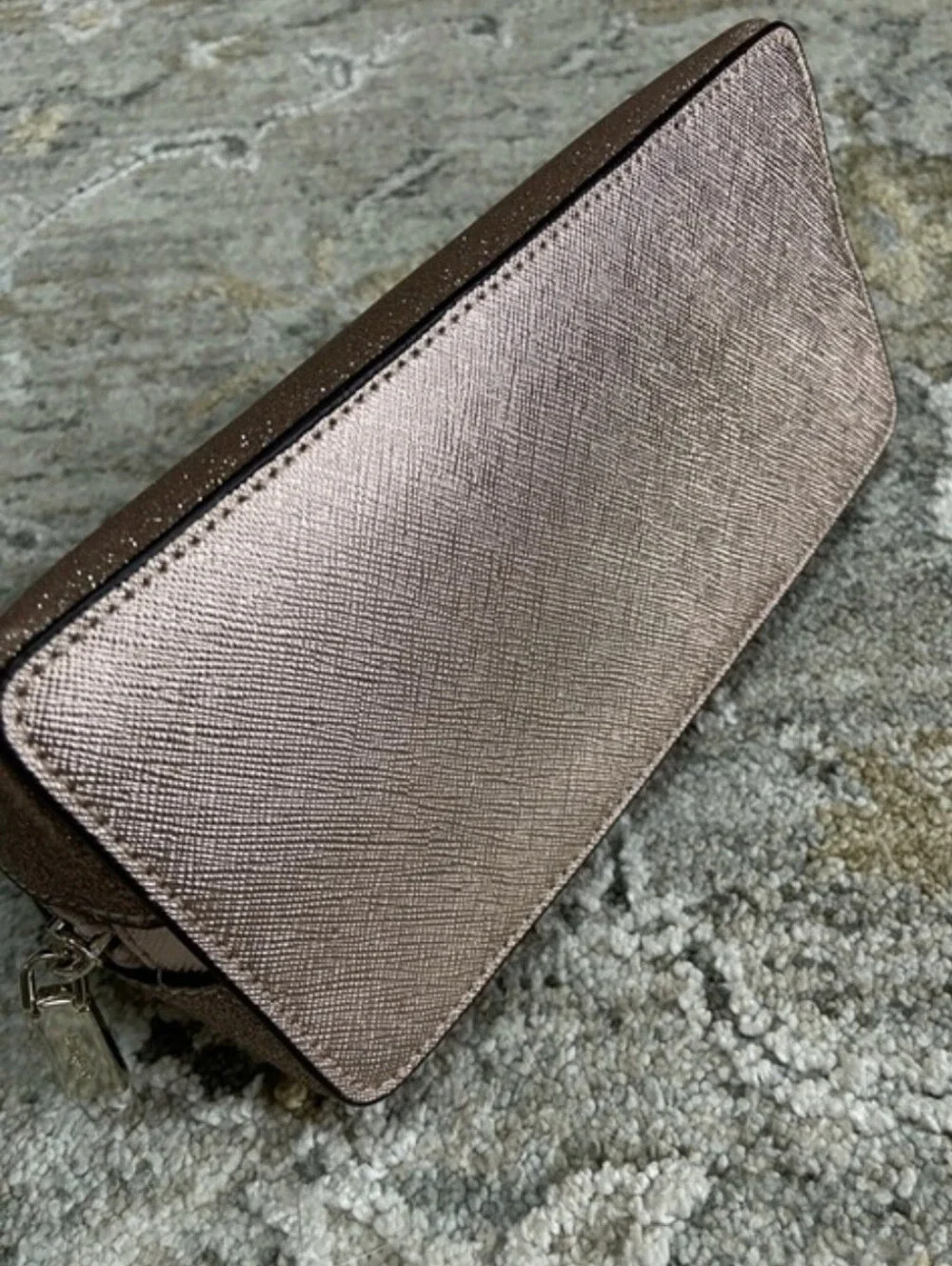 Kate Spade NWOT Glitter Cosmetic Pouch in Rose Gold